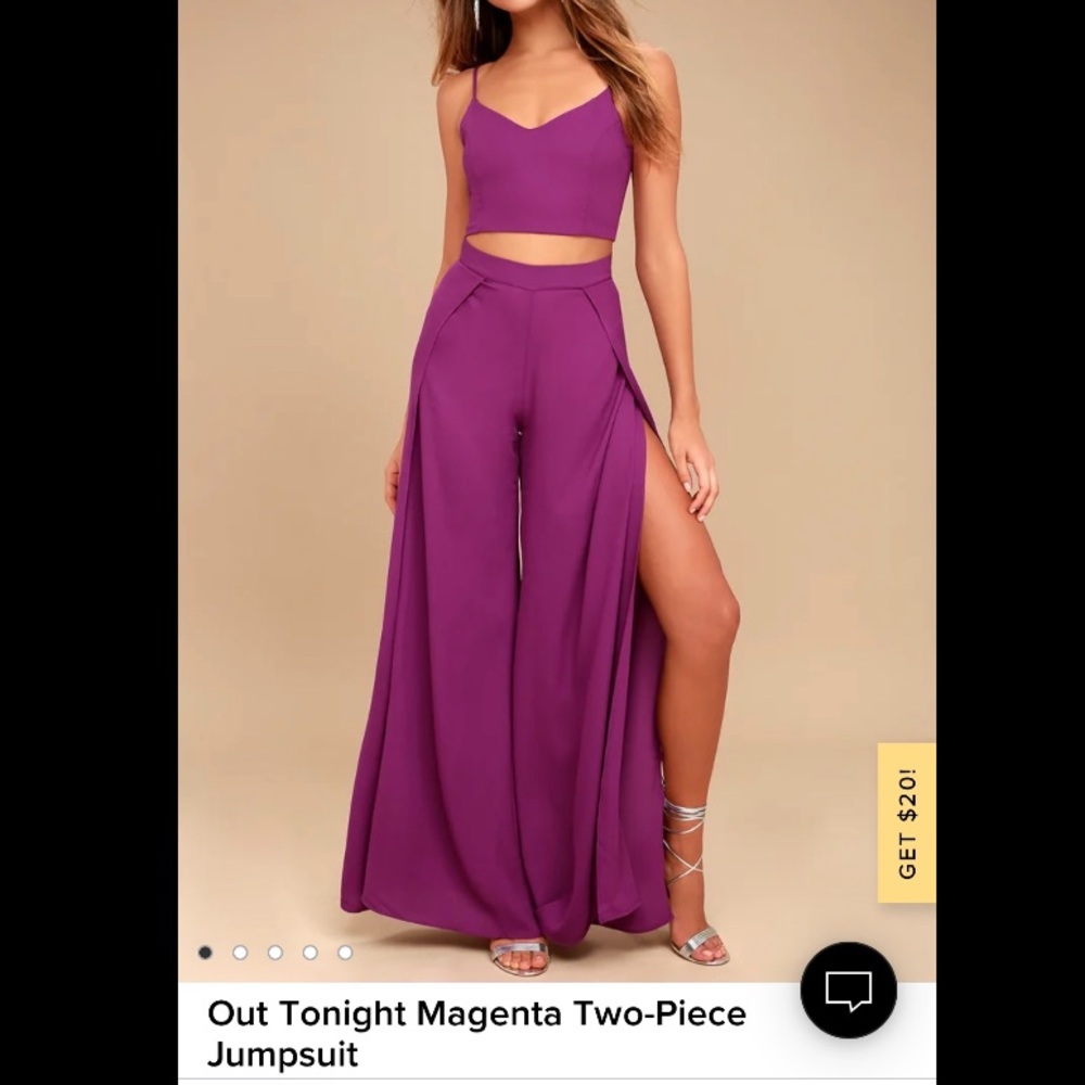 Lulus out tonight magenta two piece jumpsuit